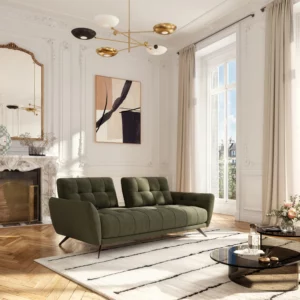 canapé vert kaki tissu 3D