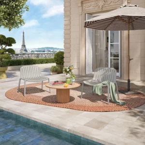 fauteuils d'extérieur gris argile