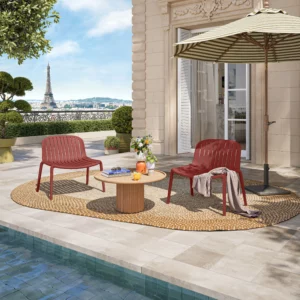 lot fauteuil de jardin rouge