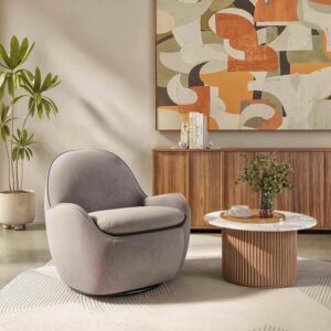 fauteuil pivotant taupe en velour