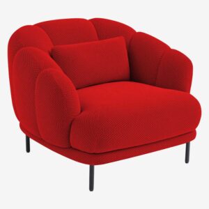 Paraty – Fauteuil rouge coquelicot et métal noir
