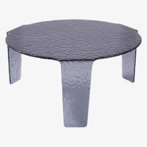 table basse ronde en verre bullé gris fumé