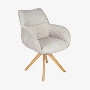 Arzana – Chaise pivotante en tissu chenille  – Ivoire