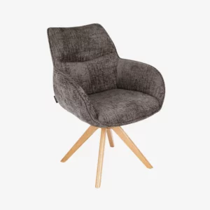 Arzana – Chaise pivotante en tissu chenille  – Taupe