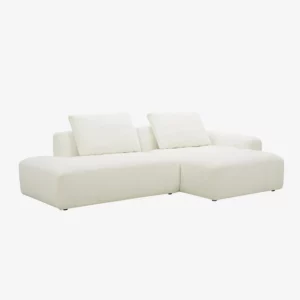 Astana – Canapé d’angle droit avec lin - Ivoire