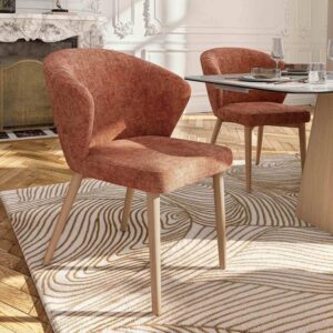 lot de chaises terracotta et bois clair