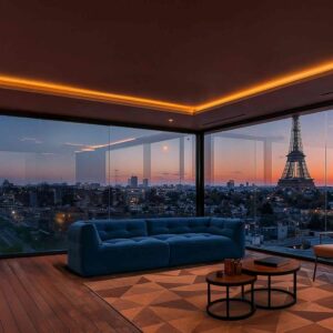 Orieto – Canapé 4 places en tissu - Bleu océan