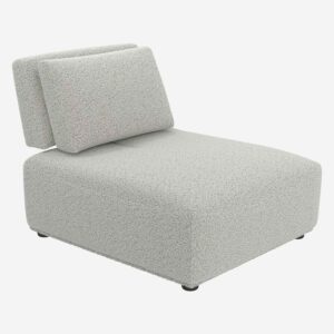 Rudolf - Méridienne en tissu bouclette gris perle avec avance-recule