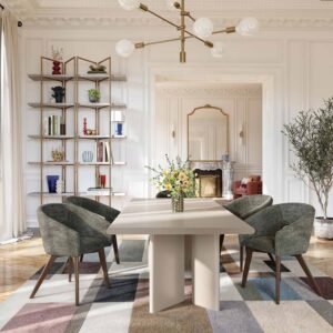 Rusti - Lot de 2 chaises en tissu - Vert et noyer