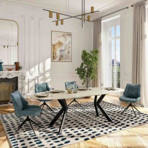table en céramique beige extensible