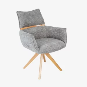 Timiso – Chaise pivotante avec accoudoirs – Gris argent