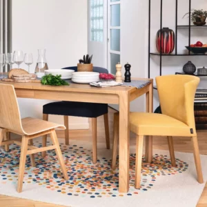 Valentina – Lot de 2 chaises en tissu jaune