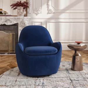 Boca - Fauteuil pivotant en velours – Bleu roi