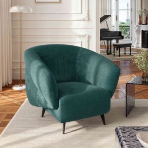 Brecio – Fauteuil en tissu bleu canard