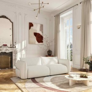 Celeste - Canapé 3 places en tissu – Écru