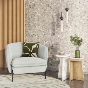 Jusan - Fauteuil en tissu et métal – Ivoire & noir