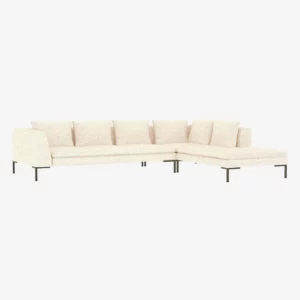 Montino — Canapé d'angle droit en tissu Bormio - Blanc albâtre