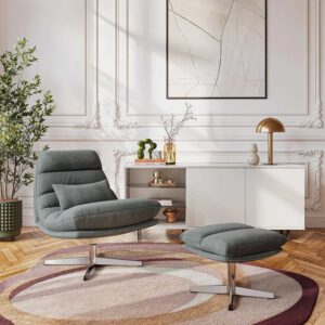 Oderzo - Fauteuil pivotant avec repose-pieds - Vert sapin