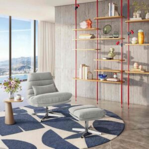 Oderzo - Fauteuil pivotant avec repose-pieds - Gris polaire