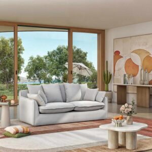 Pensée — Canapé 3 places déhoussable – Gris polaire