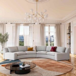 Tondo - Grand canapé d’angle arrondi – Gris clair