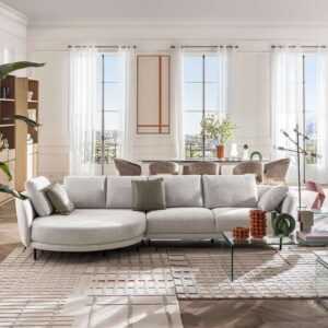 Velia - Canapé d’angle gauche – Écru mélangé