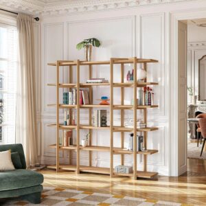 Janoa  - Grande bibliothèque 5 étagères en chêne - Naturel