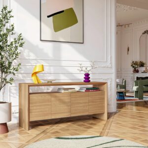 Rafael Buffet bas 4 portes en chêne - Naturel