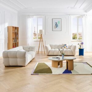 Canapé 3 places en tissu bouclette courte Mira