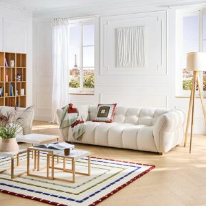 Canapé 4 places en tissu bouclette