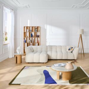 Canapé d'angle gauche en tissu bouclette courte Mira