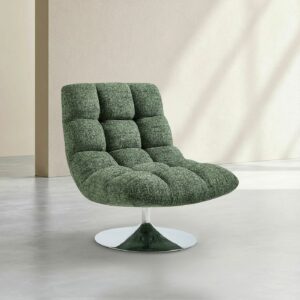 Fauteuil pivotant en tissu chenille et métal chromé
