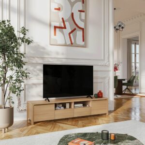 Meuble TV 2 portes 2 tiroirs en chêne