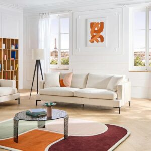 Canapé 4 places en tissu Kumal garni de plumes