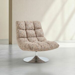 Fauteuil pivotant en tissu chenille et métal chromé