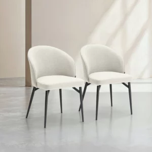 Lot de 2 chaises en tissu et métal - Beige