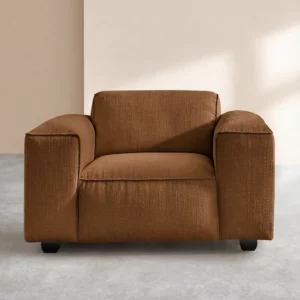 Posada II - Fauteuil en tissu bouclette courte Mira - Marron noisette