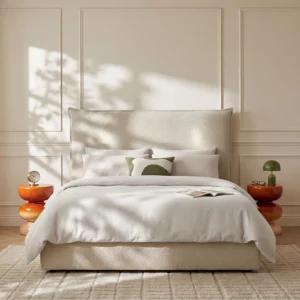 Jupiter II - Tête de lit en tissu bouclette 166 x 111 cm - Beige - Maison Canali