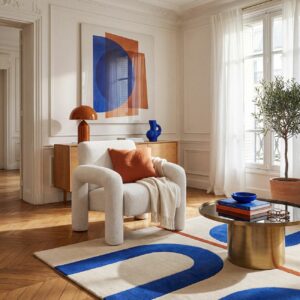 Félicie - Fauteuil design en tissu texturé - crème - Maison Canali