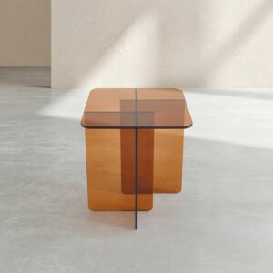 Zelie - Table d'appoint en verre trempé - Marron ambré - Design by Céline Mognon Fichet