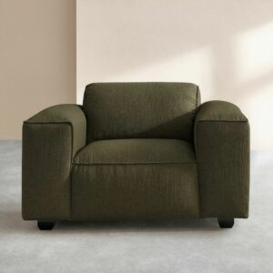 Posada II - Fauteuil en tissu bouclette courte Mira - vert sapin